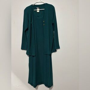 Elegant Teal Knit Dress Set